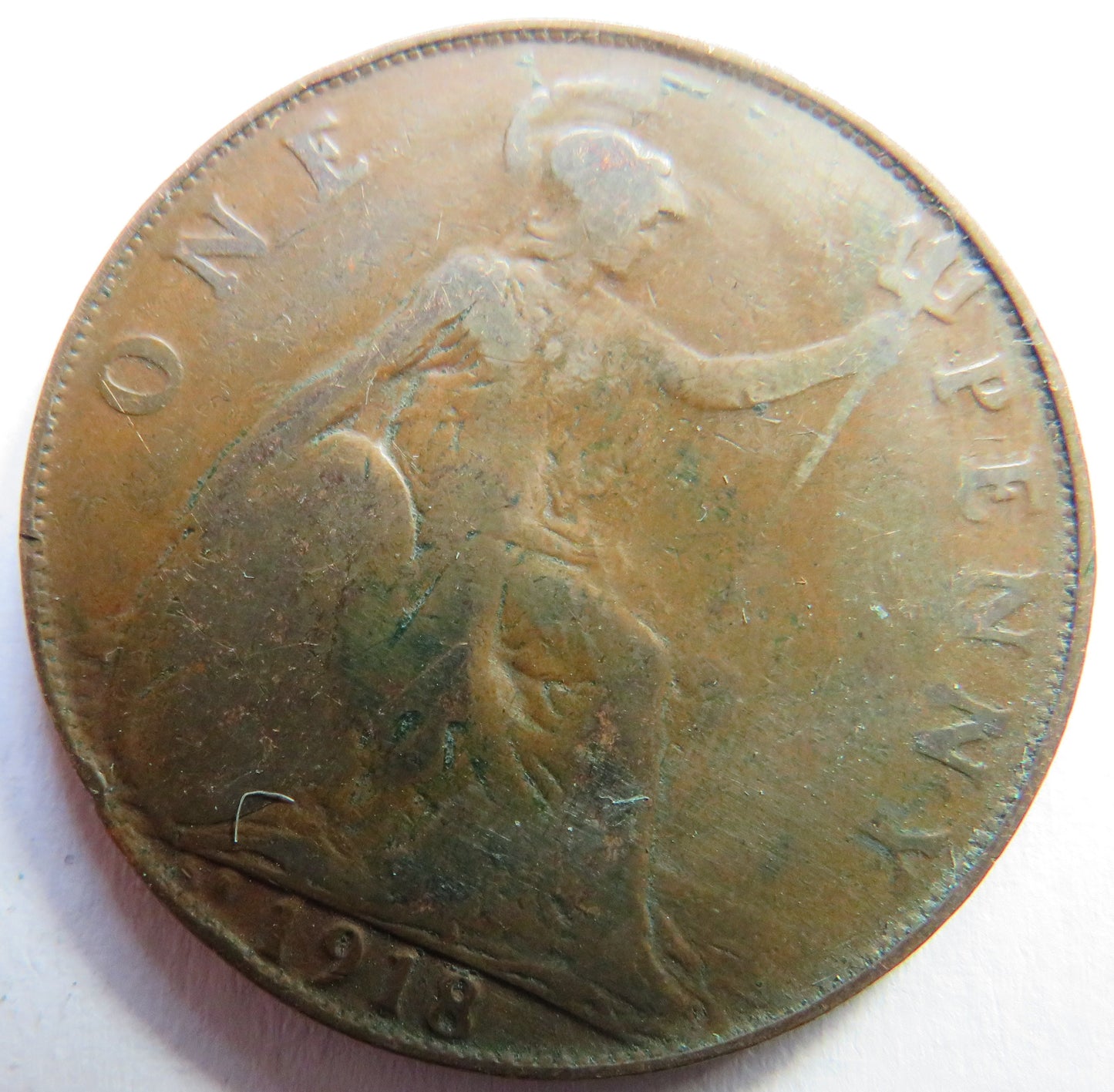1918-KN King George V One Penny Coin - Great Britain