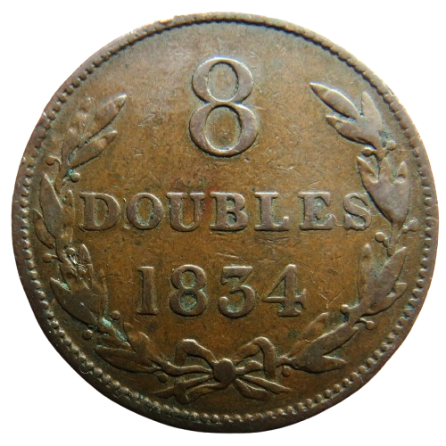 1834 Guernsey 8 Doubles Coin