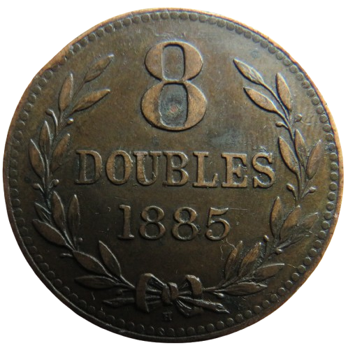 1885-H Guernsey 8 Doubles Coin