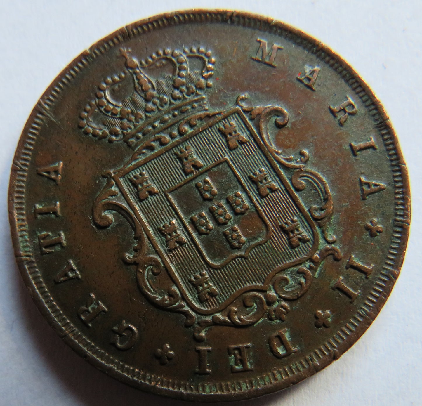 1842 Portugal 10 Reis Coin