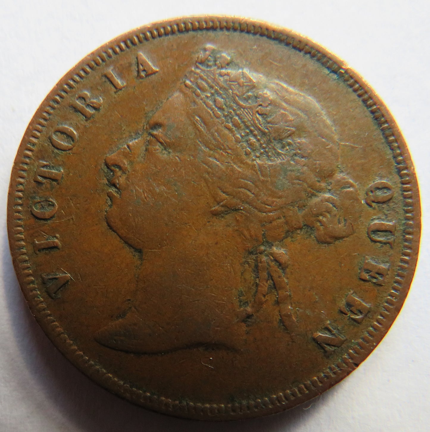 1873 Queen Victoria Straits Settlements One Cent Coin