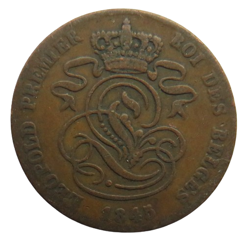 1845 Belgium 2 Centimes Coin