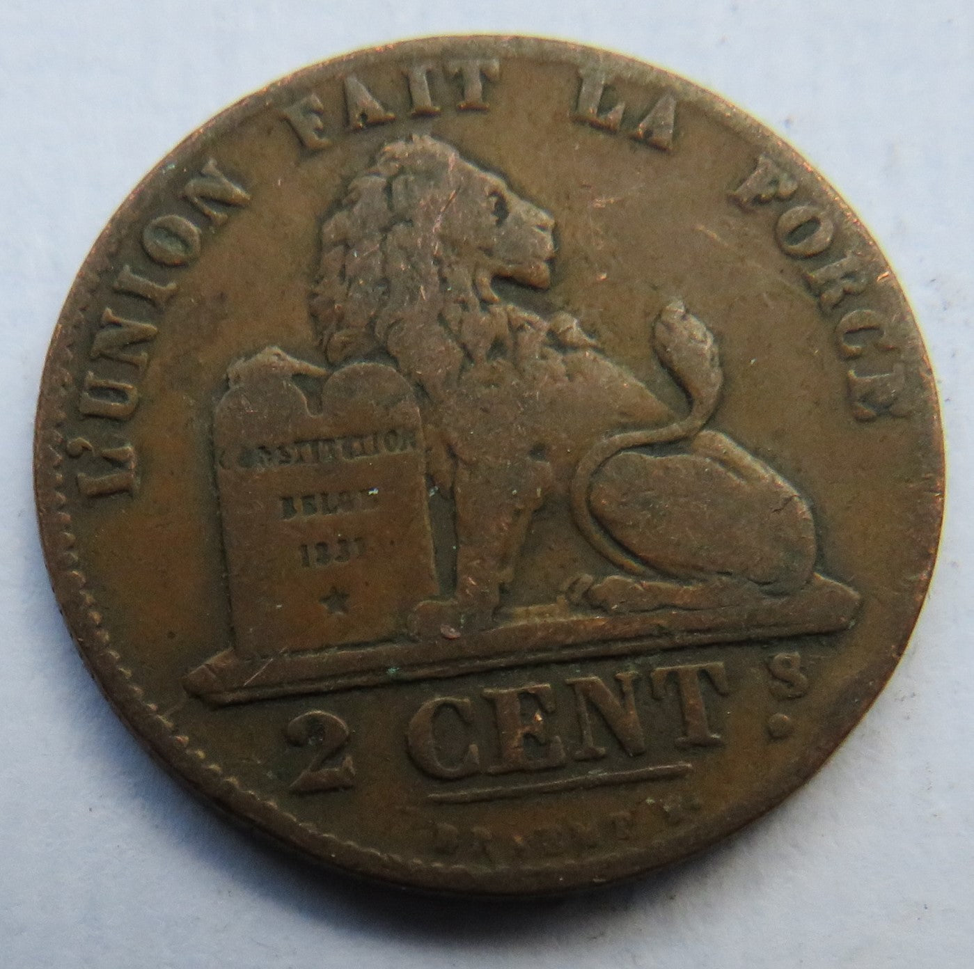 1845 Belgium 2 Centimes Coin