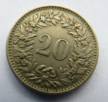 Load image into Gallery viewer, 1953 Switzerland 20 Rappen Coin
