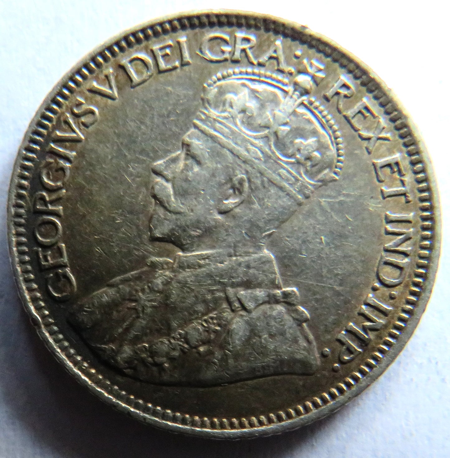 1913 King George V Canada Silver 10 Cents Coin