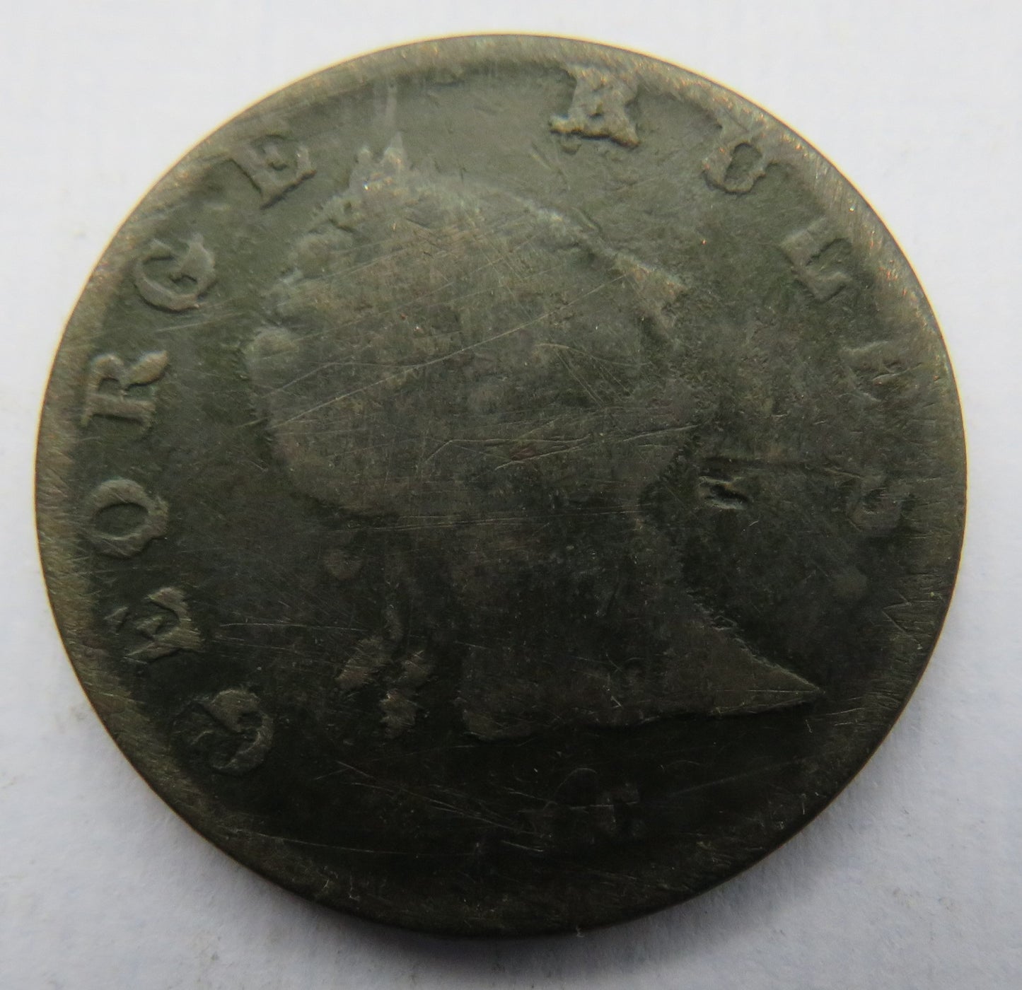 1756 North Wales / George Rules Evasion Halfpenny Coin / Token
