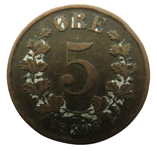 1896 Norway 5 Ore Coin