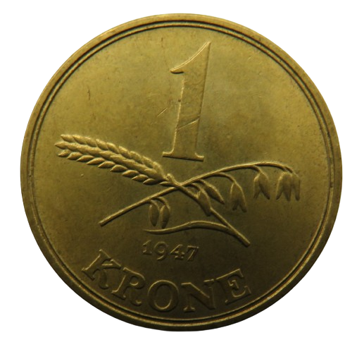1947 Denmark One Krone Coin