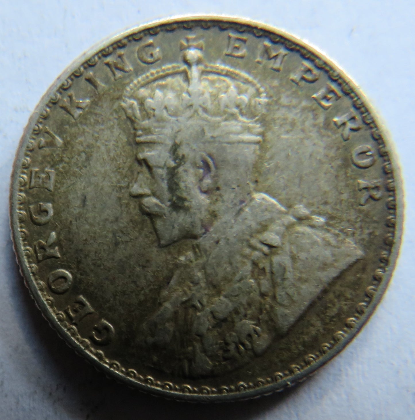 1914 King George V India Silver 1/4 Quarter Rupee Coin