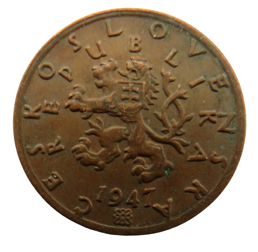 1947 Czechoslovakia 50 Haleru Coin