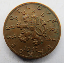Load image into Gallery viewer, 1947 Czechoslovakia 50 Haleru Coin
