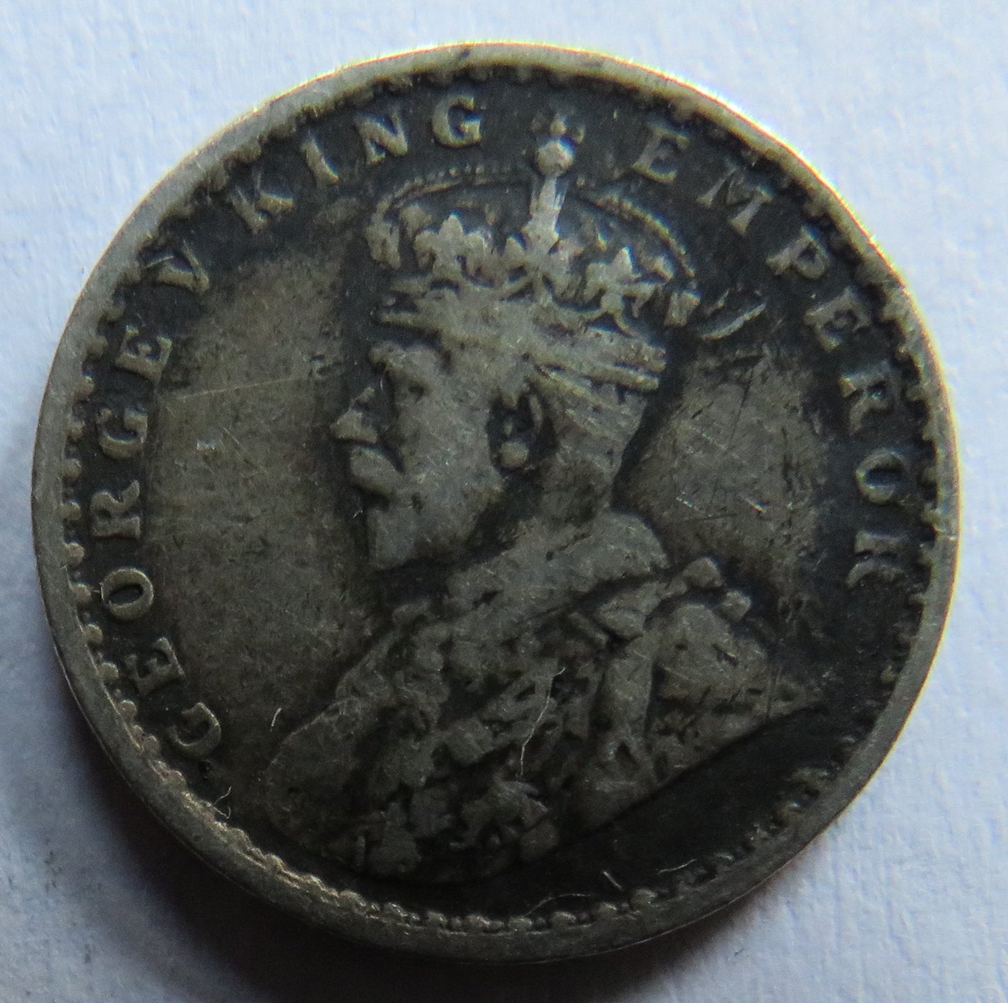 1917 King George V India Silver 2 Annas Coin