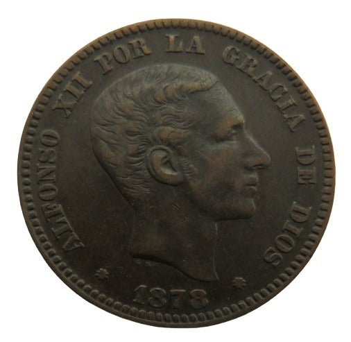 1878 Spain 10 Centimos Coin