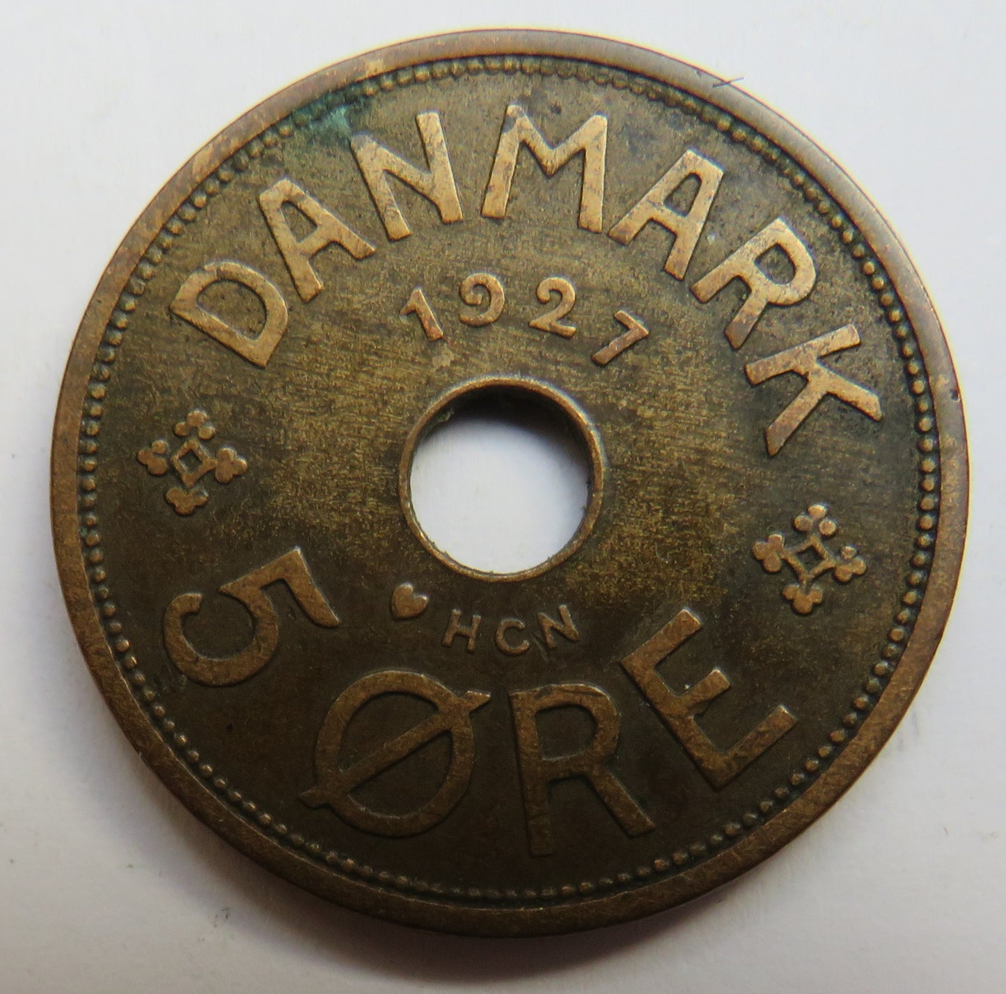 1927 Denmark 5 Ore Coin