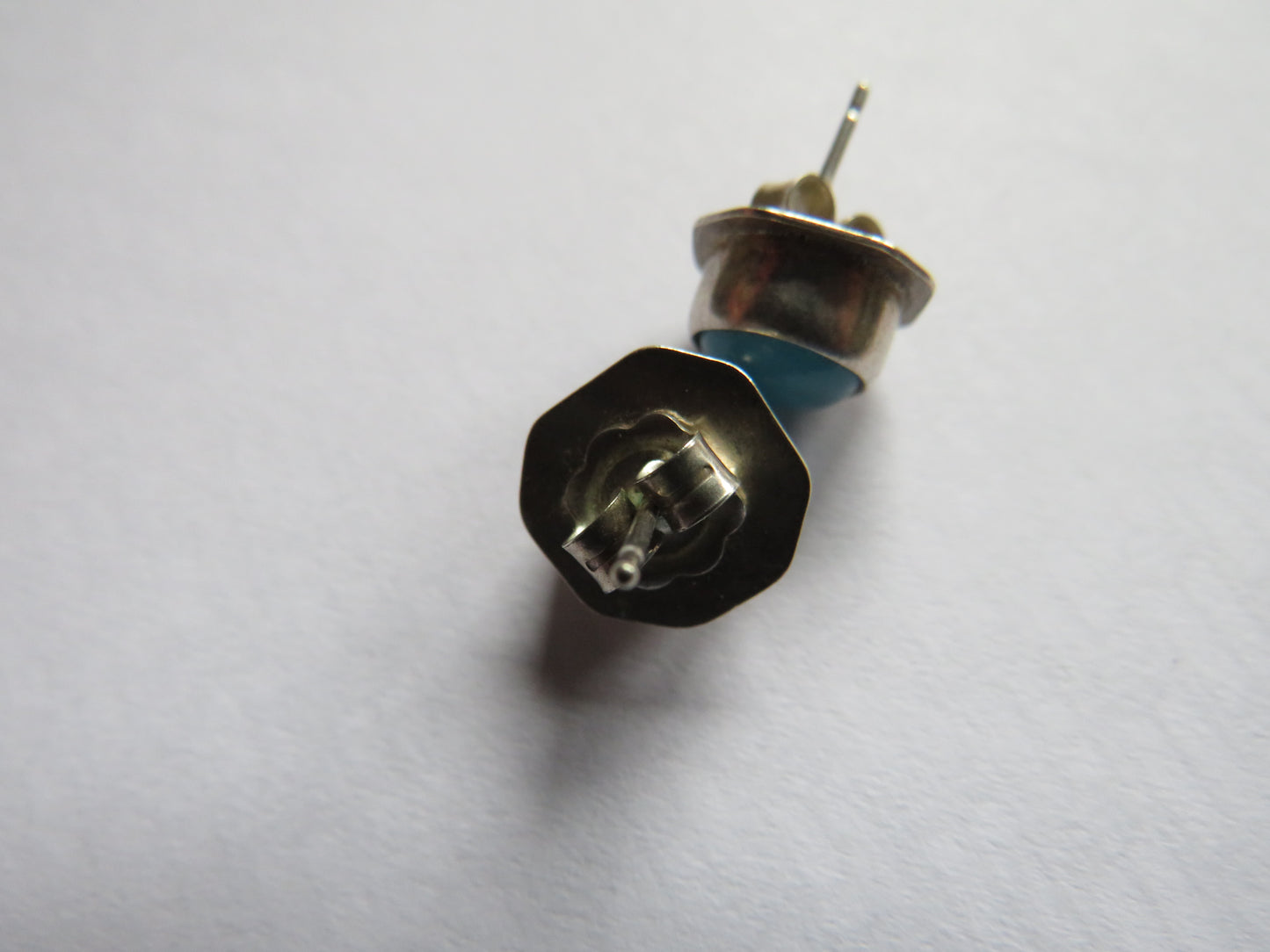 Pair of Ladies Sterling Silver & Blue Stone Earrings