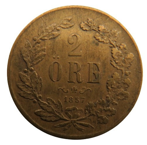 1857 Sweden 2 Ore Coin