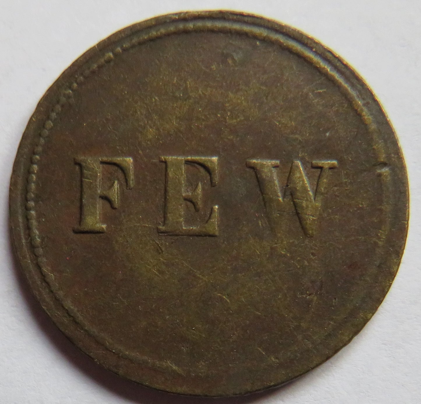 Antique Threepence Token "Few"