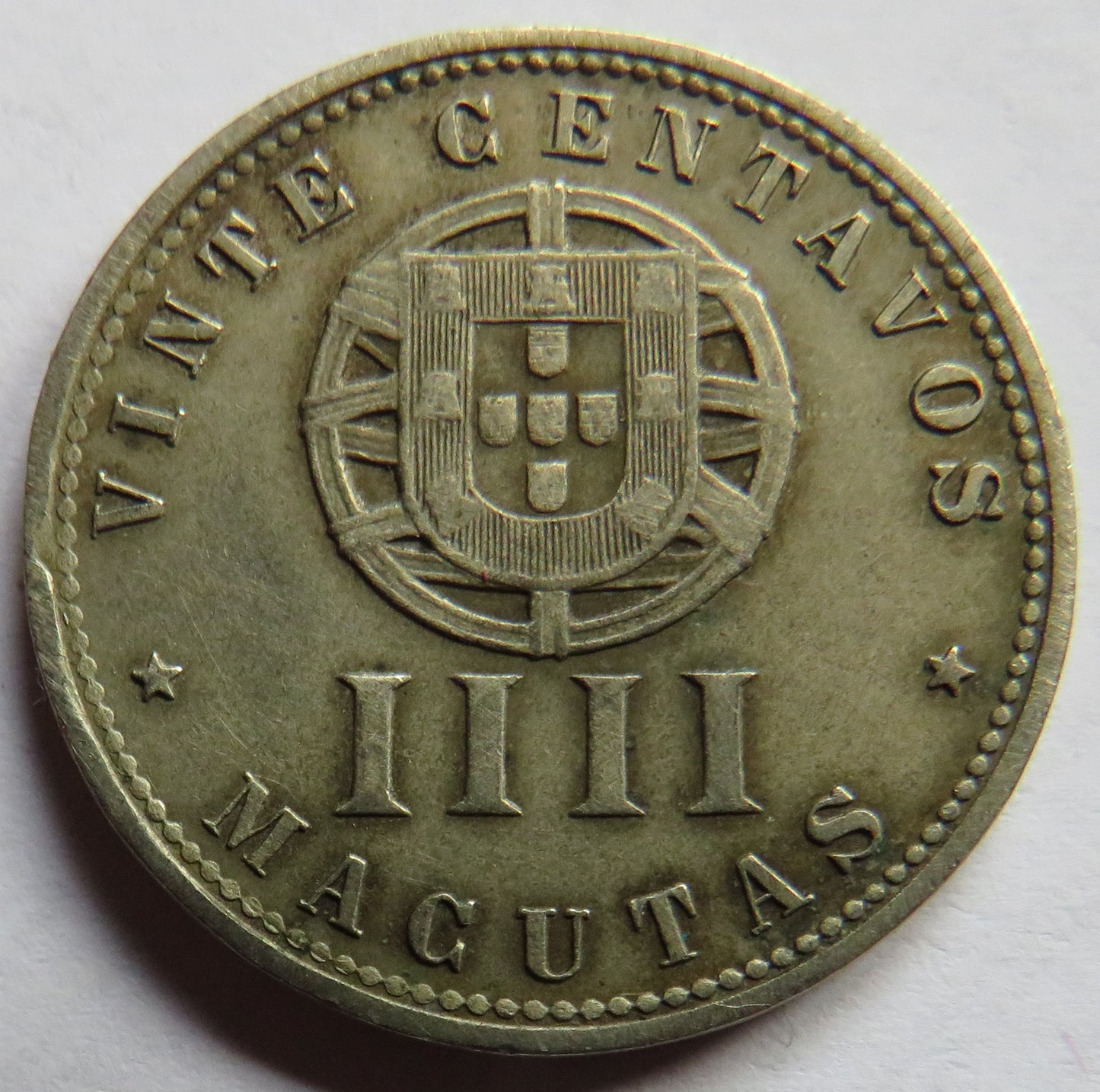 1927 Angola 20 Centavos / 4 Macutas Coin