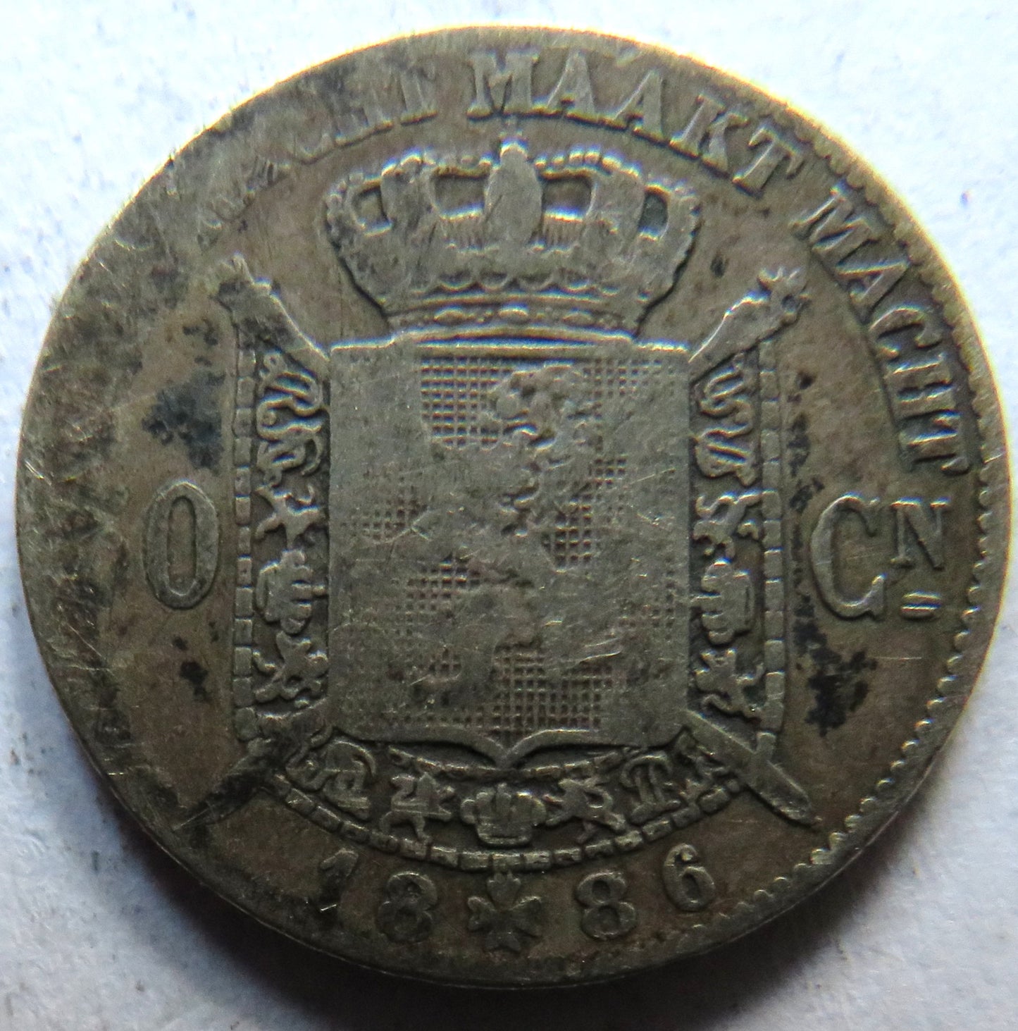 1886 Belgium Silver 50 Centimes Coin