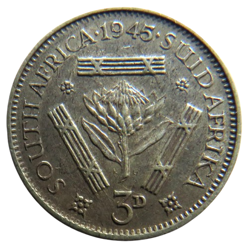1945 King George VI South Africa Silver Threepence Coin