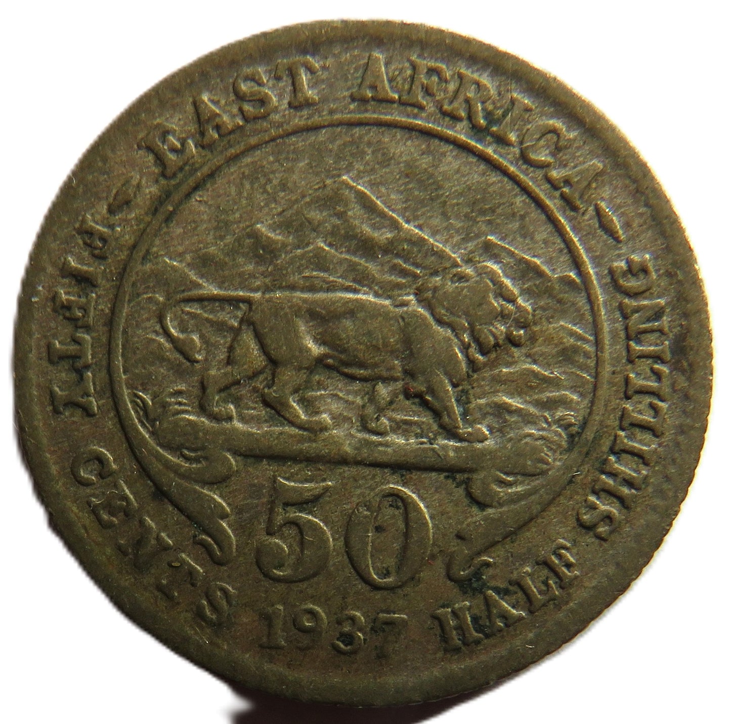 1937 King George VI East Africa 50 Cents Coin