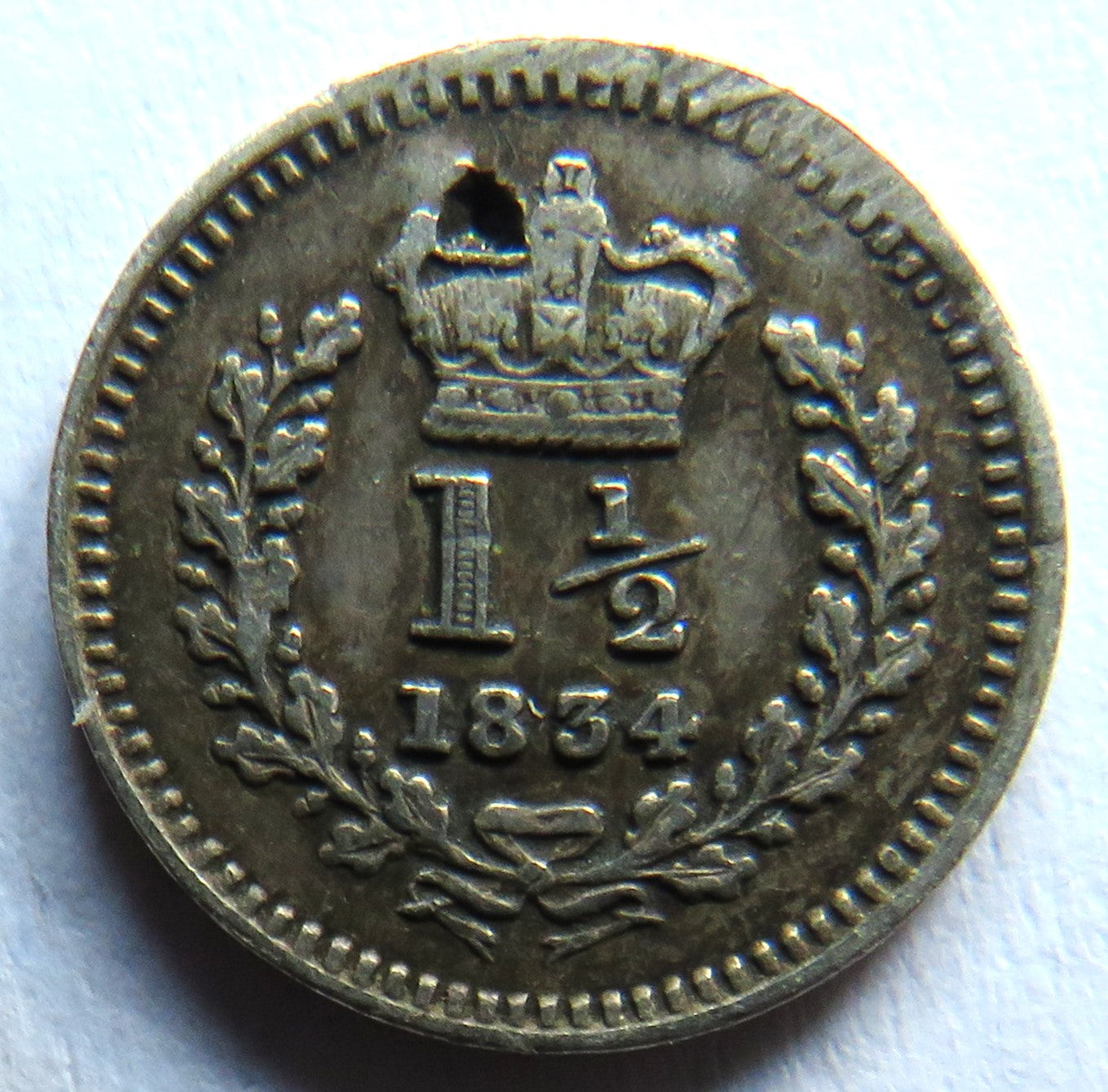 1834 King William IV Silver Threehalfpence Small Coin (For Colonial Use)