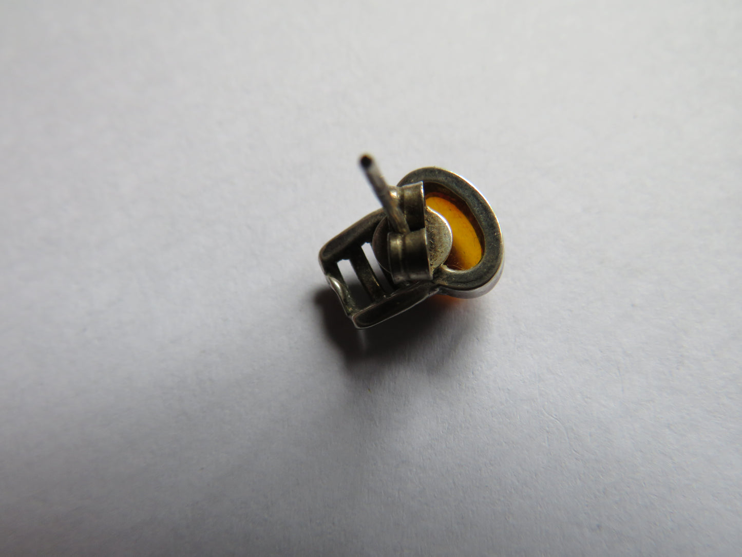 Pair of Ladies Sterling Silver & Amber Earrings