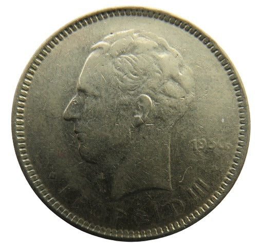 1936 Belgium 5 Francs Coin