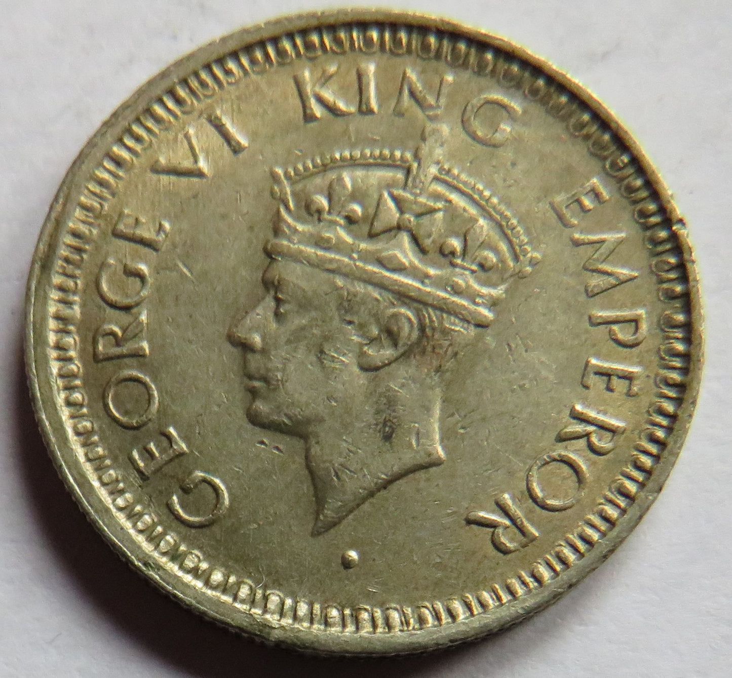 1945 King George VI India Silver 1/4 Rupee Coin