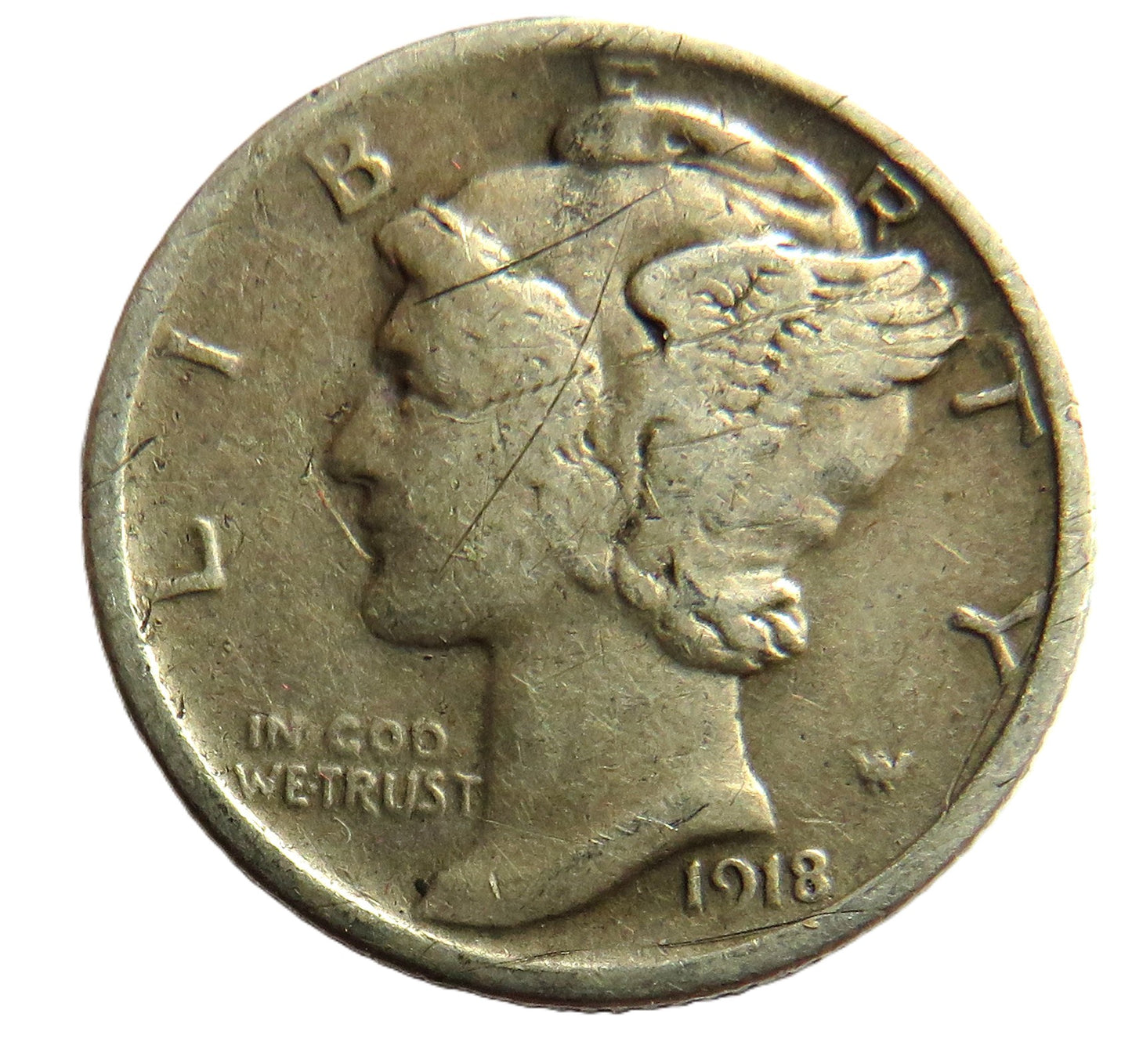 1918 USA Silver Mercury Dime Coin