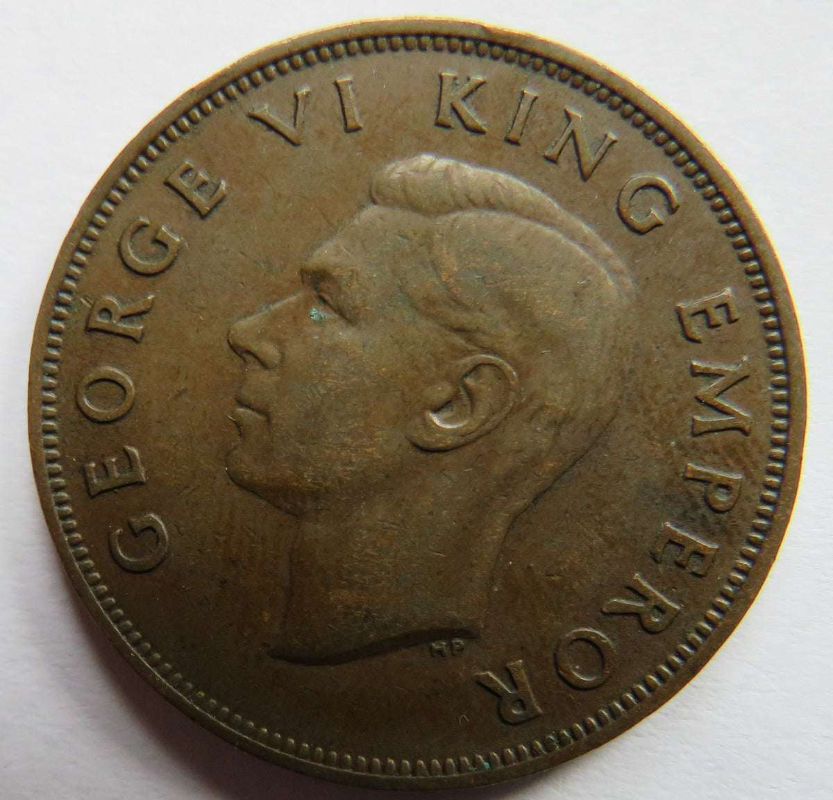 1940 King George VI New Zealand One Penny Coin