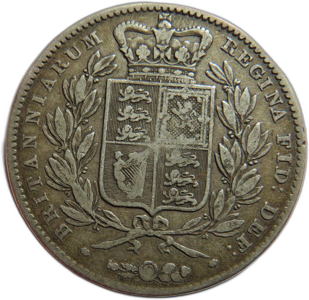 1847 Queen Victoria Young Head Silver Crown Coin - Great Britain