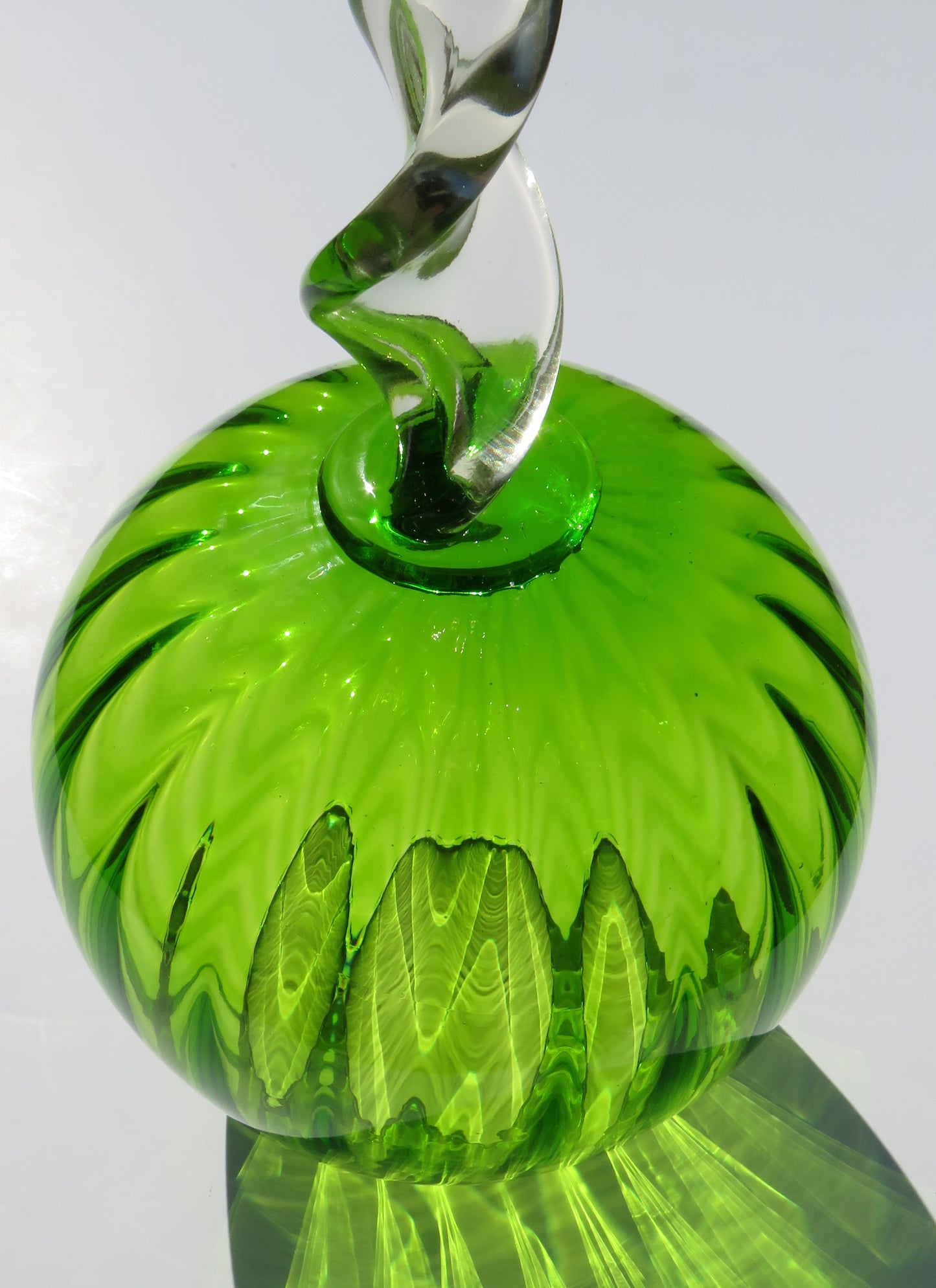 Vintage Good Quality Italian Ribbed Green Glass Vase