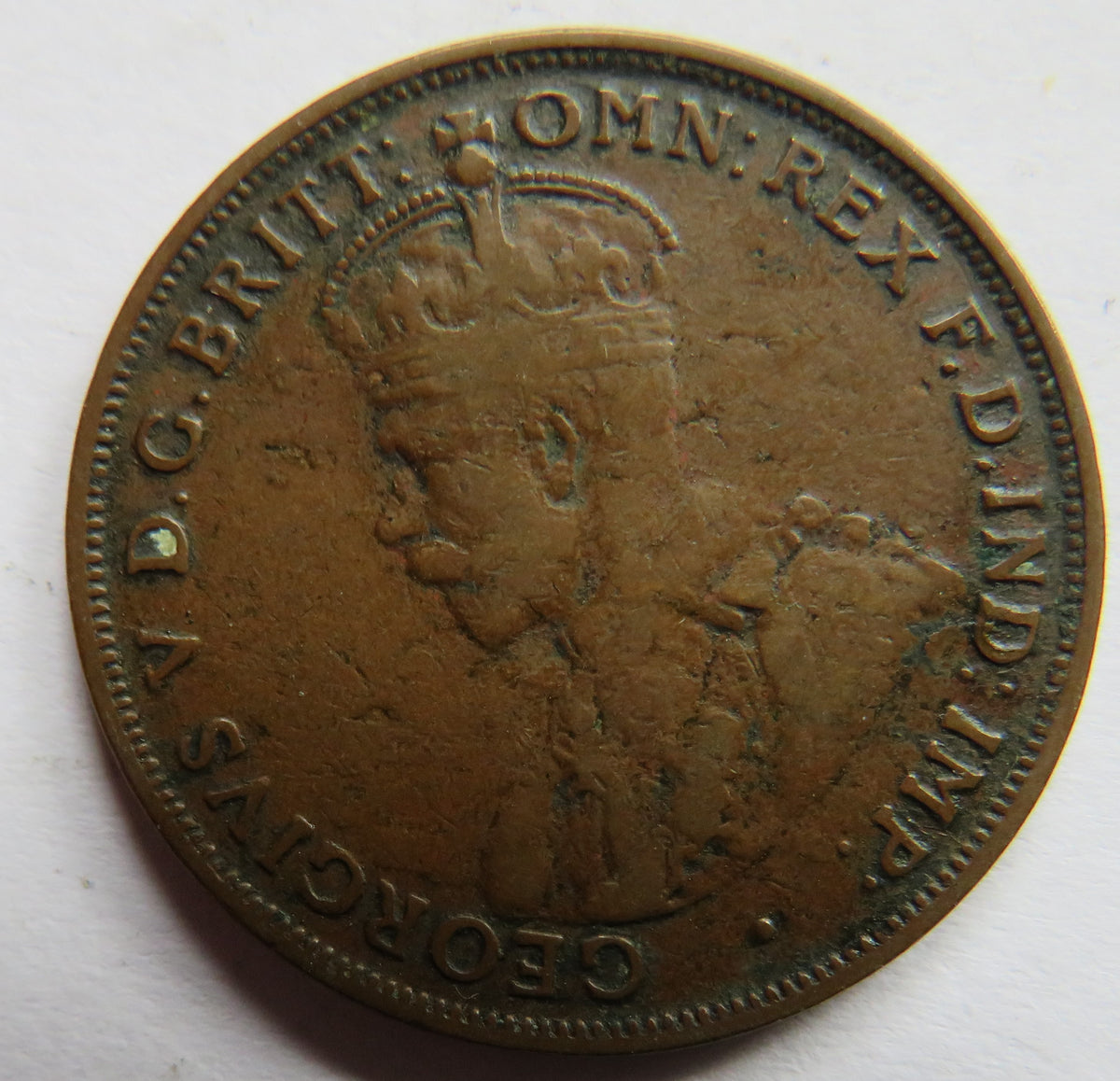 1917 King George V Australia One Penny Coin