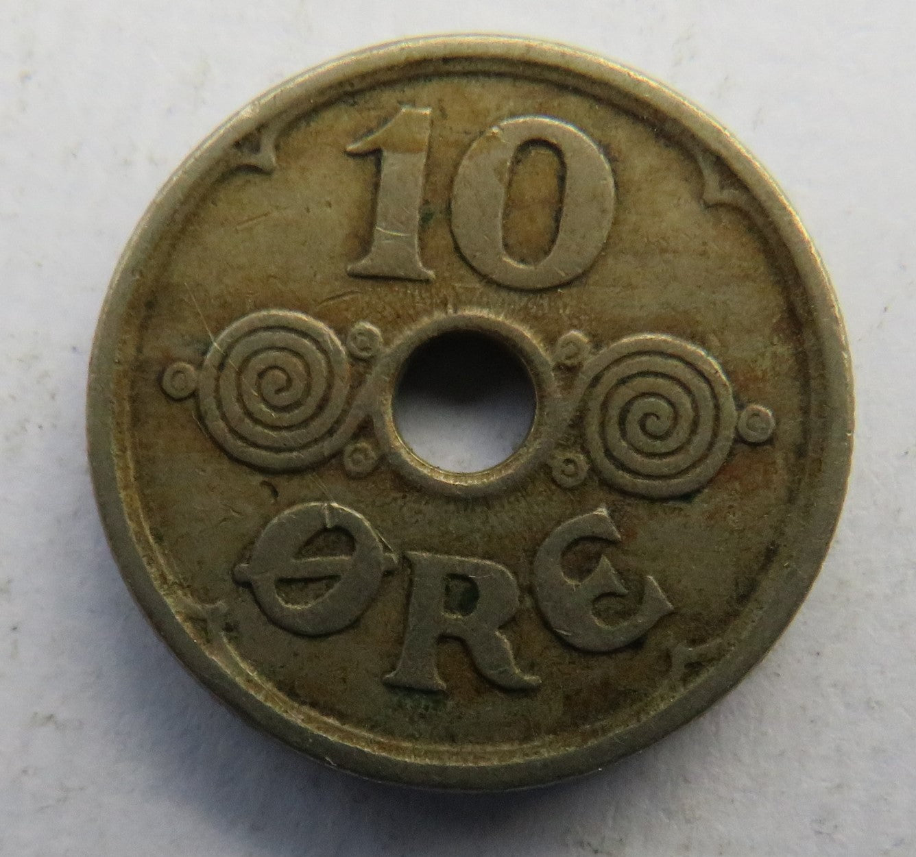 1924 Denmark 10 Ore Coin