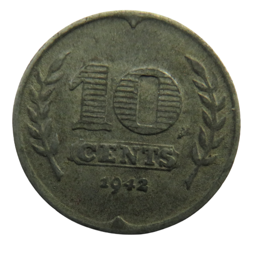1942 Netherlands 10 Cents Coin