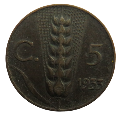 1933 Italy 5 Centesimi Coin