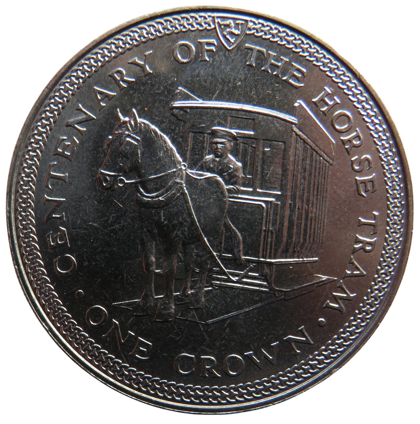 1976 Isle of Man Commemorative Crown Coin Horse Tram