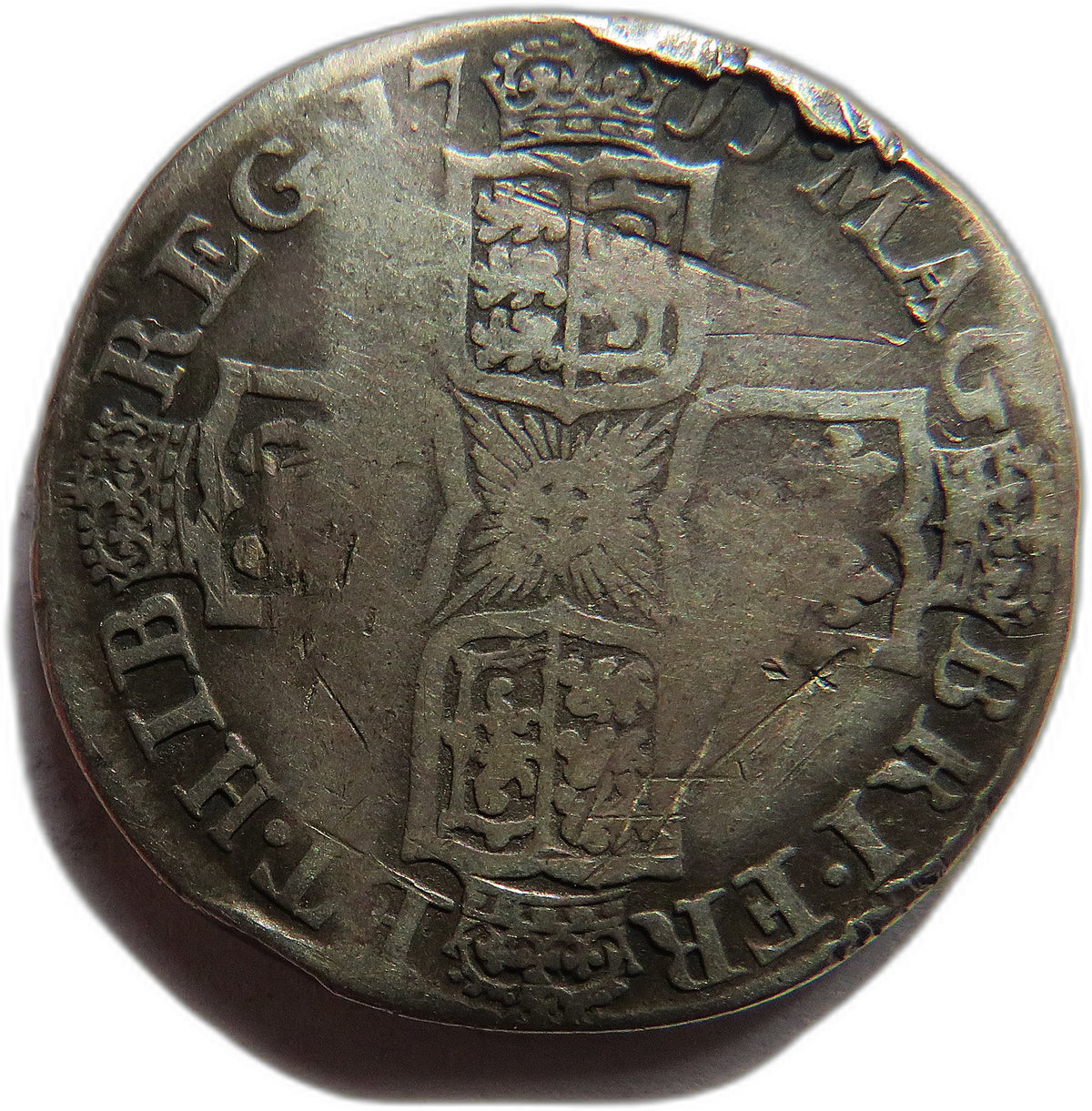 1711 Queen Anne Silver Shilling Coin - Great Britain