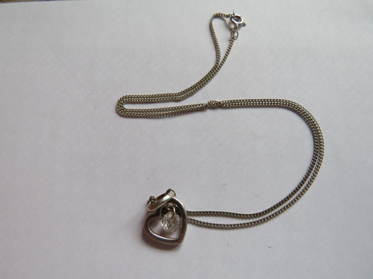 Stylish Ladies Sterling Silver Necklace & Heart Shaped Pendant