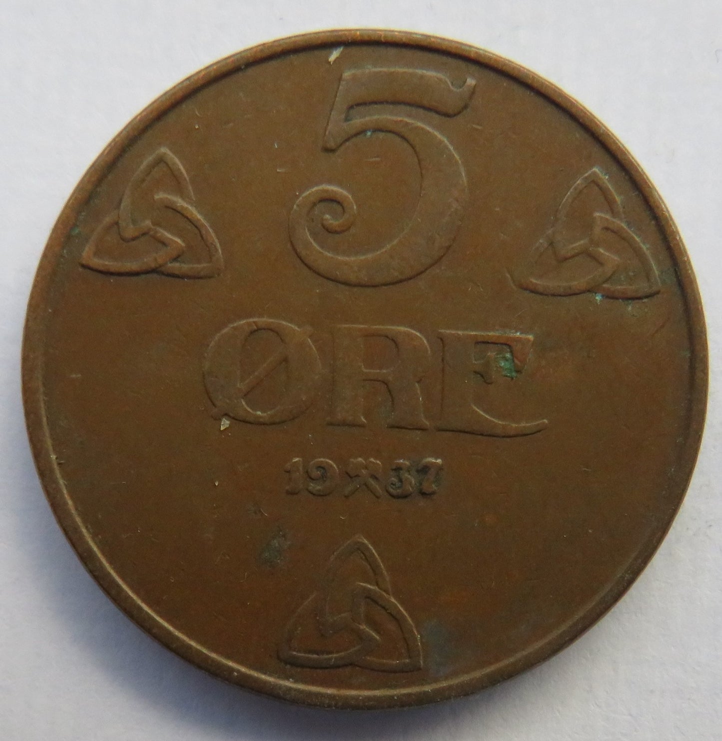 1937 Norway 5 Ore Coin