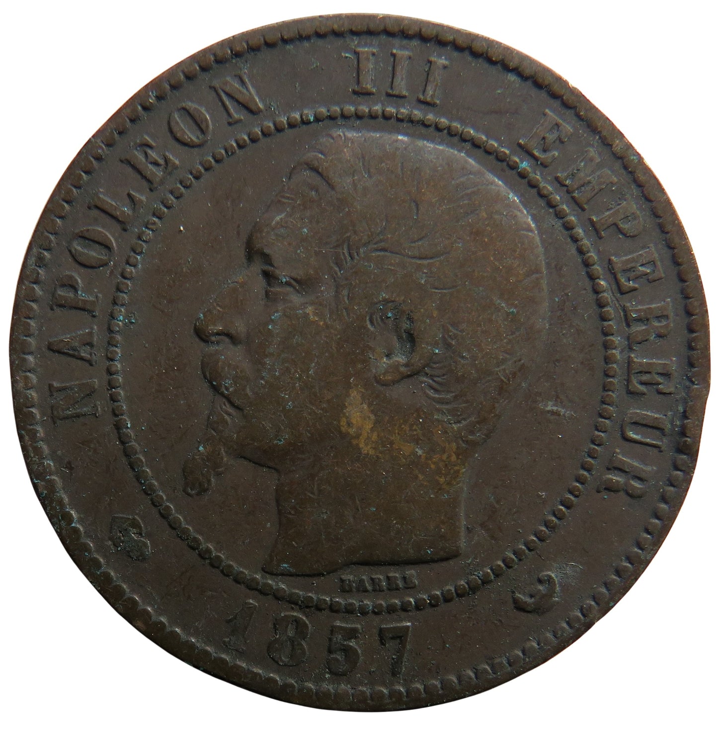 1854-B Napoleon III France 10 Centimes Coin