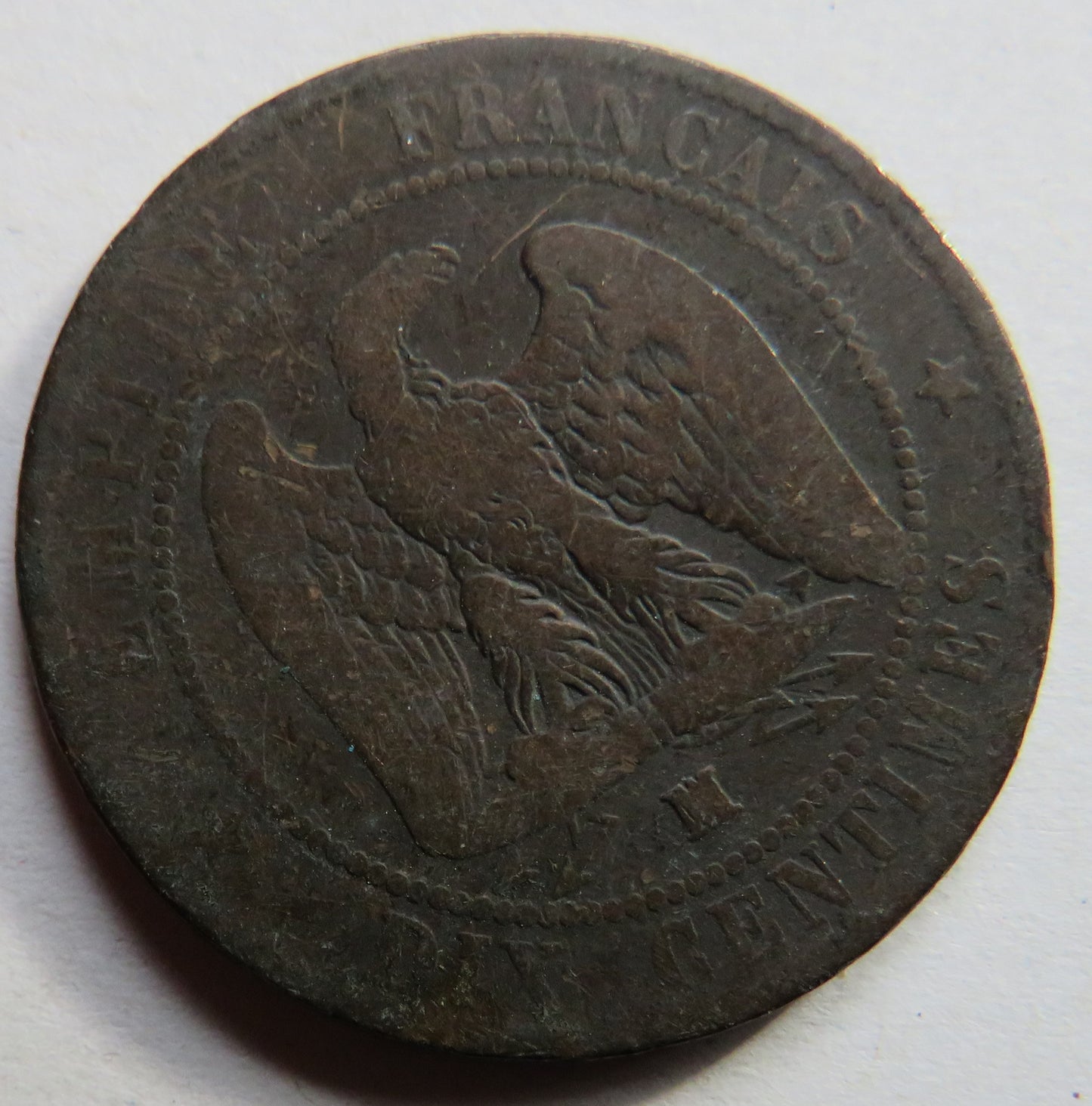 1856-MA Napoleon III France 10 Centimes Coin