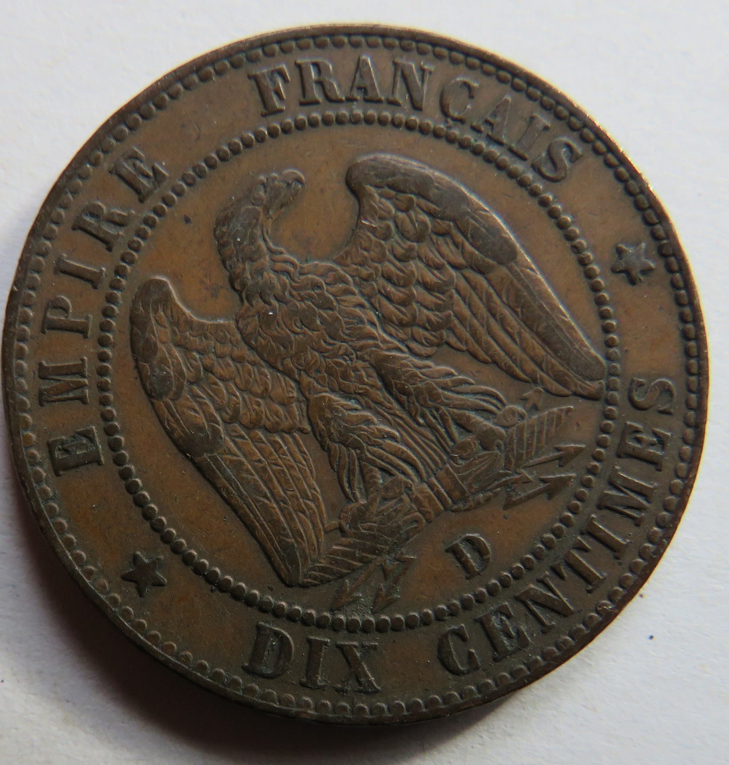 1855-D Napoleon III France 10 Centimes Coin
