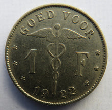 Load image into Gallery viewer, 1922 Belgium One Franc Coin
