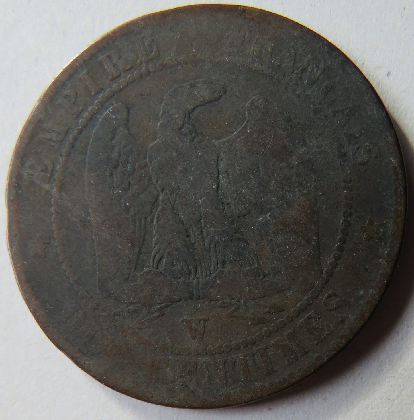 1854-W Napoleon III France 10 Centimes Coin