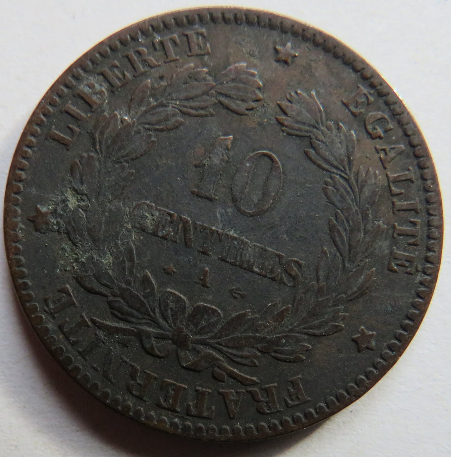 1871-A France 10 Centimes Coin