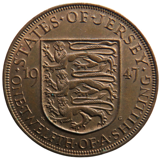 1947 Island of Jersey 1/12th of a Shilling Coin
