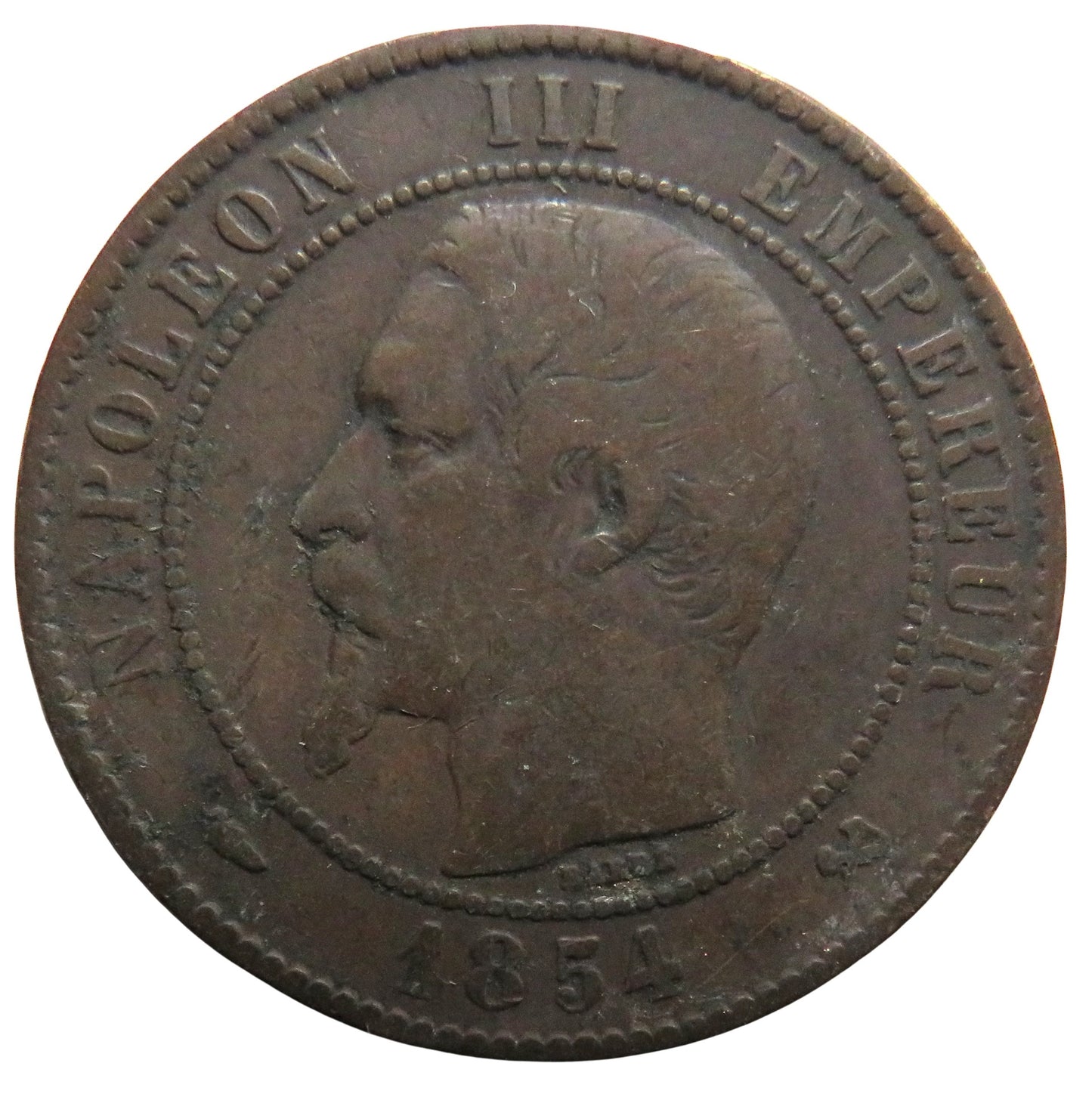 1854-B Napoleon III France 10 Centimes Coin
