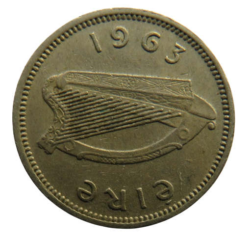 1963 Ireland Eire Threepence Coin
